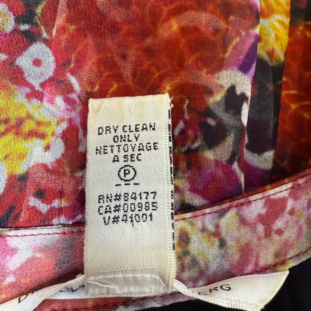 Diane Von Furstenberg Print Sheer Silk Mini Dress with Lining size 14 - Picture 7 of 11
